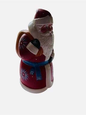 Vintage Walking Santa Made In Russia Figurine with Blue Sash